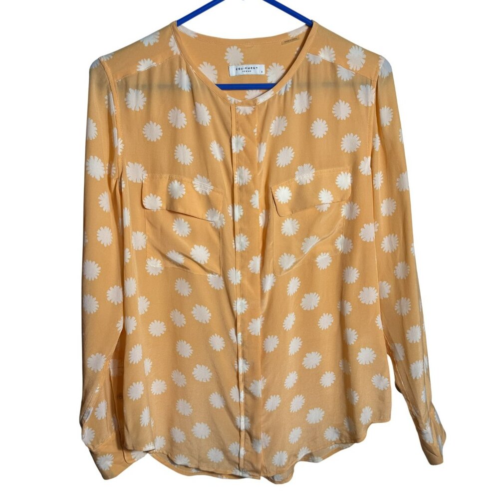 Equipment Femme Silk Blouse – Peach Daisy Print | EUC | Size S